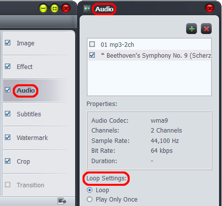 Make videos with audio track